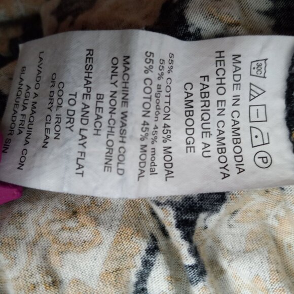 Michael Kors Size L Blouse Womens Paisley Print Black Orange Peasant Top - Picture 6 of 6